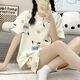 [4591 people collect] Summer hot new pajama set for women's short-sleeved shorts round neck niche cute card 1047 puppy M size (suitable for 80-95 Jin [Jin equals 0.5 kg])