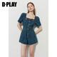 Dokte 2025 Sommer New Blue Denim Jumpsuit Frauen gut aussehender französischer Jumpsuit Jumpsuit Denim Blue M.