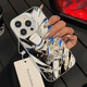 Ai style monster Kidd is suitable for Apple 16promax mobile phone case iPhone 15pus stand 14 animation 13mini color [CY1049 monster Kidd-Glacier silver] IMD color silver iPhone 16pro