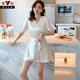 Pajamas yalu pour femmes au printemps et à l'émulation d'émulation en soie à manches courtes à manches courtes à manches mignonnes mignonnes glace mignonne de style coréen de style coréen
