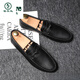 Specht Beanie Schuhe Herren neue Männerschuhe Sommer atmungsaktiver Trend Britische Freizeitlederschuhe Herren echte Leder D826 Black 39