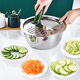 Vegetable cutting tool, multifunctional thickened stainless steel kitchen draining and grating basin, potato slices, radish grating, 3-piece set, 24cm solid basin + leaky basin + grating plate, food grade