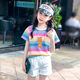 HARROW Little Duck Children's Clothing's Girls T-shirt à manches courtes pour les vêtements d'été pour femmes NOUVEAUX COTTON MIDE MIDE LAGES LES BRAINES À MANDE RAI-COLUSE LOBE À MANDE RAIS