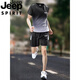 JEEP SPIRIT吉普跑步运动套装男夏季户外冰丝速干短袖t恤吸汗透气篮球训练服 JP-9901黑红 XL 130-145斤
