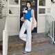 Meiyang (Meiyang) Сливные джинсы четырехсторонний флис против Lycra Band Slare Pants [Big 50] White (обычная версия) m