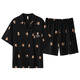 [Antibakterielles Xinjiang-Baumwoll-Frühlings- und Sommer-Dünn-Pure-Baumwollpajamas-Pyjamas-Kurzärmel-Hauskleidung für Frauen mit kurzärztem schwarzen Männern Set 5E5155-Men's Style 3xl [7A Anti-Bakterielle Xinjiang-Baumwolle]