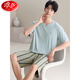 Langsha cool feeling modal men's pajamas summer shorts shorts comfortable and fashionable plus size for outdoor wear clothes set YSX:9721 L