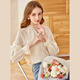 Olrain Aurel Chiffon Top Shirt Women's Autumn Wear Sweet French Temperament Chic Lace Shirt Apricot M