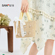 Sanfu shoulder bag summer sweet lace strap woven shell handbag vegetable basket bucket women's bag 503686 yellow small