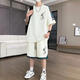 
TAFN teenager short-sleeved shorts suit boys high school junior high school ice silk shirt big children's clothing casual sportswear 6198 meters white (short-sleeved + shorts)_Quality guarantee M _70-90Jin [Jin equals 0.5 kg]