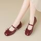 
ZHR single shoes for women with light mouth round toe bow Mary Jane women's shoes with skirt heightened ballet women's shoes AH687 burgundy 37