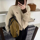 抒融秋冬小狗刺绣针织开衫女撞色袖口拼接设计感春秋毛衣内搭短上 灰色 均码 12247【85-125】