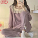 Langsha Pyjamas (Langsha) Frauen Frühlings- und Herbst-Spitzen-Spitzen-Lace Casual Princess Style Bow 2025 Neues Ins Girls 'Home Clothing Set 1105 Butterfly Spitzenkragen [Langarmanzug] M 70-95jin [Jin gleich 0,5 kg]