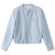
ROMON (ROMON) jacket for women with high-end embroidered cotton linen short spring and autumn 2025 new lace spliced ​​stand-up collar jacket top baseball uniform light blue S