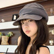 Yuna Japanese simple solid color beret hat for women summer thin literary retro painter hat temperament breathable newsboy octagonal hat gray one size
