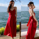 Vzvy Sommer Sanya Bali Beach Resort Beach Kleid Thailand Retro Big Posing Burgundy Super Fairy Sling Kleid Burgund 9761# s