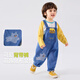 Dudujia children's denim overalls autumn clothing boys versatile woven pants girls autumn loose casual pants cartoon children's clothing denim blue 90