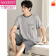
Modal high-end pajamas men's summer short-sleeved shorts home clothes youth thin summer casual loose large size suit men 6623 L