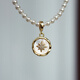 Round pearl necklace buckle pendant DIY bare chain bead chain gold-plated necklace white butterfly shell abalone shell white butterfly shell single