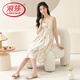 LangSha (LangSha) nightgown with breast pad for women 2025 new summer thin sweet loose dress Yunduo Cotton can be worn outside home clothes C6624G [with breast pad suspender nightgown] L Recommended 100-120Jin [Jin equals 0.5 kg]