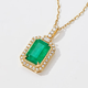 HEEKAIYI emerald gemstone necklace women's diamond pendant luxury jewelry Chinese Valentine's Day birthday gift for wife and girlfriend 18K gold emerald necklace (approx. 1.6ct)