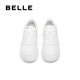 百丽（Belle）简约百搭小白鞋女2025秋新商场同款厚底增高休闲板鞋E7J1DCM5 米白色 37