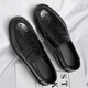 Baiguanli.com Fangshi Store Flag Genuine Leather One-Pick Men's Loafers Lazy Trendy Spring Men's Shoes British Casual Leather Shoes Korean Style Doudou Shoes Men 3518 Black T.S.L Genuine Leather Style 38