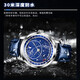 Olevs Watch Mecán Mecánico Mecáneos La marca totalmente automática de los hombres a prueba de agua Luminoso cielo estrellado Diale casual y versátil Versátiles Li 9923g Cuero azul Color natural Cara de color azul estrellado Men 43.5 mm Diámetro de marcado:
