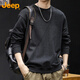 Jeep (JEEP) sweatshirt men's color matching autumn and winter loose long-sleeved T-shirt top men's heavy base shirt black XL