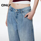 ONLY2025 summer new pure cotton loose boyfriend pants tapered pants cropped jeans women 125349006 J33 350 wash jeans blue S S standard pants length