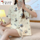 
Woodpecker summer new three-piece pajamas women's short-sleeved pure cotton Korean cardigan cute cartoon puppy internet celebrity style home clothing #FS-three-piece set 14132 M [75-95Jin[Jin equals 0.5 kg]]