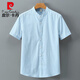 Pierre Cardin new Chinese style stand collar shirt men's short-sleeved high-end 2025 heavyweight oxford white henley collar shirt men's summer linen color 4XL 155-175Jin Jin is equal to 0.5 kg