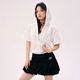 CHUU mesh hollow hooded jacket for women 2025 summer new product letter embroidery sports college short-sleeved top thin white one size