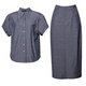 Roeyshouse Luoyi Camisa retro casual Traje 2025 Summer NUEVA FALLA COLOR SOLID SOLIDO SET DOS PIEZAS 12398 Denim Azul 2xl