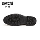 SATCHI men's shoes 2025 new high-end slip-on leather shoes fashionable hand-scratch pattern round toe thick sole light soft business casual shoes black (752542433Z) 42 European size (national code 43)