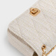 Charles/Keith Fashion Diamond Cadena de un solo hombro Crossbody Bag Square Bag Cumpleaños CK2-20671747 Tweed de crema BLANCA S BLANCO S