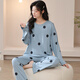 HKzn Pyjamas Frauen großer Größe 200 Jin [Jin entspricht 0,5 kg] Mast modale Langarmhosen HOME Kleidung Frühling und Herbst Dünne Ice Seiden-Freizeitanzug 3882 M Code 80-100 Jin [Jin gleich 0,5 kg]