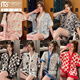 Modal summer cool ice silk pajamas for women with thin comfortable shorts and two-piece set of cute cardigans for home clothes 829# double-breasted square letters M