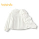 Balabala shopping mall same style baby long-sleeved shirt pure cotton white shirt girls autumn new top off-white 10302 90