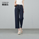 Yalida anti-fading wide-leg jeans for women 2025 new summer nine-point straight pants loose cool women's pants Denning Blue (B0) 27