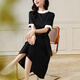 OLJ high-end brand silk dress for women 2025 summer new French elegant slim retro mulberry silk skirt Black M 90-110Jin [Jin equals 0.5 kg]