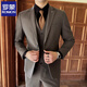 Romon (Romon) Anzug männlicher schlanker Bräutigam Hochzeitskleid Formale Tragen brauner britischer Stil hübscher kleiner Anzug Herrenjacke braun [Anzug + Hose + Weste] + Hemd S 165 [Vorschlag 90-105jin [Jin gleich 0,5 kg]]