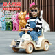 儿童电动车遥控汽车四驱可坐人四轮车小孩老爷车婴儿宝宝玩具童车 粉+大电瓶双驱遥控音乐灯光+转向