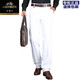 Pantalones de ocio de algodón puro de automóvil clásico para hombres en verano Nuevo transpirable blanco puro seco recto seco y ancianos cintura alta y altura pantalones de hombres sueltos y estiramientos LYC9896 verde gris (elástico) Modelo 29 (circunferencia de 2 pies 2 cintura) Siga calcetines de algodón de algodón
