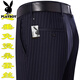 Playboy high-end mulberry silk drooping anti-wrinkle men's trousers in summer thin middle-aged high-waist loose straight-leg professional pants T9906 blue-gray fine thin 38 waist 2 feet 9