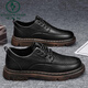 Pecker Chaussures masculines Autumn British Business Formal Wear Chaussures en cuir décontracté pour hommes Géromage Black se marie
