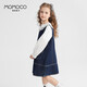 Mamimaca MOMOCO Vestido para niñas Mamoco Primavera y otoño Moda Denim Vestén Denim Azul 120