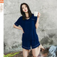 Modal Nachthemd für Frauen im Sommer 2025 Neues Fett-MM mit Brustpads Kurzarm Shorts Casual und einfacher Plus Size 200 Jin [Jin entspricht 0,5 kg] 6xl ZJ-679D L [100-120 Jin [Jin gleich 0,5 kg]]]
