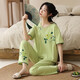 
2025 new cotton pajamas for women summer short-sleeved Chinese style cute summer cropped pants cartoon casual home clothing 9904 2XL [140-160Jin[Jin equals 0.5 kg]]