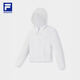 FILA Oficial de la chaqueta tejida de mujeres 2025 Autumn New Fitness Sports Simple Loose Caplaed Top Jade White S 160/80a/S